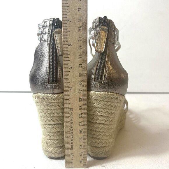 Enzo Angiolini Platform Wedges Ankle Strap Open Toe Sandals Metallic Womens 8.5M - Picture 12 of 14